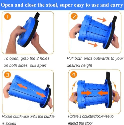 Fishboy Upgraded Collapsible Stool, 400lbs Max Weight, Lightweight But Sturdy, Portable Retractable Folding Telescoping Foldable Camping Stool for Adults Outdoor Fishing Hiking Gardening Travel BBQ