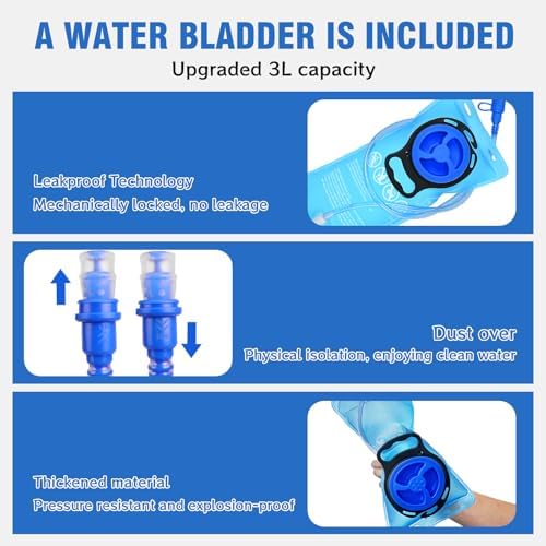 Zavothy 18L Water-Resistant Hydration Backpack Suit for 2L/3L Water Bladder – Hidden Helmet Compartment & Detachable Rain Cover – Lightweight Insulated Daypack for Cycling, Camping, Hiking (Men/Women)