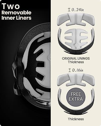 OutdoorMaster Skateboard Cycling Helmet - Two Removable Liners Ventilation Multi-Sport Scooter Roller Skate Inline Skating Rollerblading for Kids, Youth & Adults