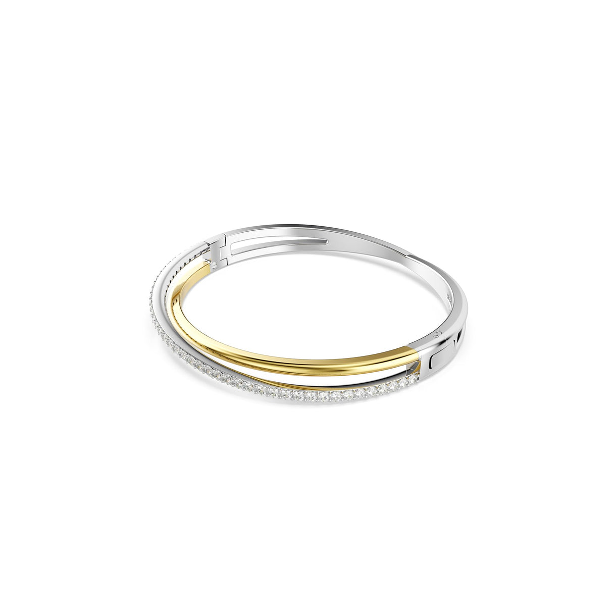 Swarovski Hyperbola Bangle, Round Cut, Clear, Mixed Metal Finish