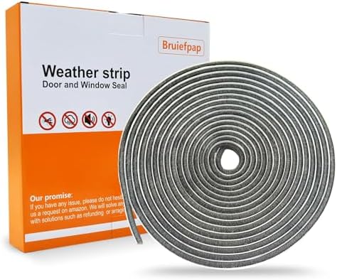 24.6FT Brush Weather Stripping, Neat Pile Self Adhesive Seal Strip for Windows and Door, Weatherstrip for Soundproofing, Windproof, Dustproof, Stronger Stickiness, 0.35'' Wide x 0.6'' Thick, Grey