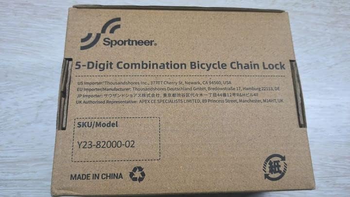 Sportneer Bike Lock: 5 Digit Combination High Security Anti Theft Bike Chain Lock - 3.2/3.6/4ft Heavy Duty Keyless Bicycle Lock for Bike, Motorcycle, Scooter, Door & Gate - 4/6mm Thick, Easy to Use