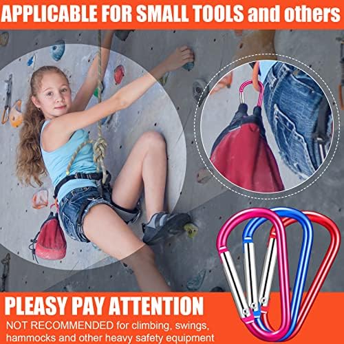 Shimeyao 180 Pcs 1.8" Small Aluminum Clip Keychain Buckle Clip Bulk Mini Aluminum D Ring Shape Small Lock Spring Snap Hook