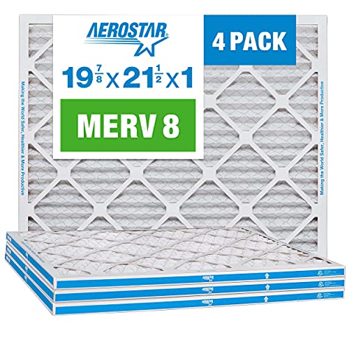 Aerostar 19.875x21.5x1 MERV 8 - 4 Count - High Efficiency Pleated HVAC, Furnace & Air Conditioner Filters - Removes Dust, Lint, Mold & Allergy-Causing Pollen