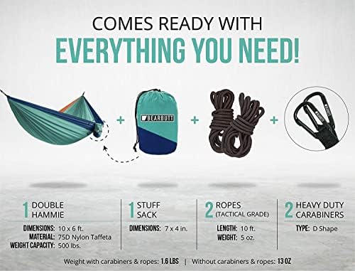 Bear Butt 2 Person Portable Hammock - Backpacking to Camping - Double Hammock for Travel & Outdoor