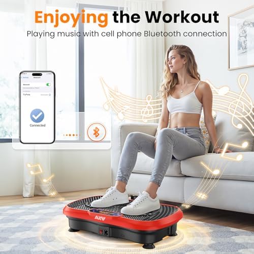 AXV Vibration Plate Fitness Platform Exercise Machine Vibrating Lymphatic Drainage Shaking Full Body Shaker Workout Vibrate Stand Shake Board Sport Gym for Weight Loss Fat Burner for Women Men