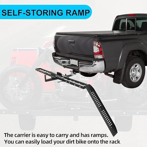 600LBS Steel Motorcycle Scooter Dirtbike Carrier Hauler Hitch Mount Rack Ramp Anti Tilt
