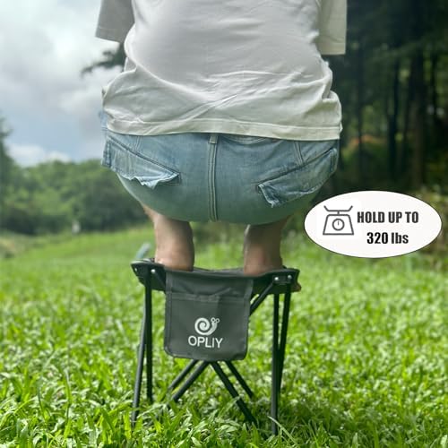 Opliy Camping Stool, Folding Small Chair Portable Camp Stool for Camping Fishing Hiking Gardening and Beach, Camping Seat with Carry Bag (Gray)