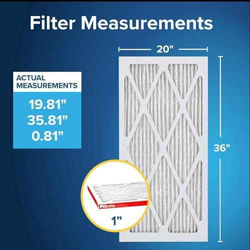 Filtrete 20x36x1 AC Furnace Air Filter, MERV 11, MPR 1000, Micro Allergen Defense, 3-Month Pleated 1-Inch Electrostatic Air Cleaning Filter, 6 Pack (Actual Size 19.81x 35.81x0.81 in)
