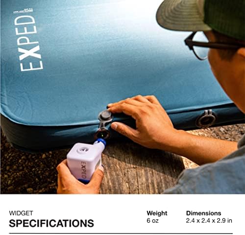 Exped Widget | High-Power Sleeping Mat Pump | Rechargeable Battery Bank | Lumen Lantern, White/Navy