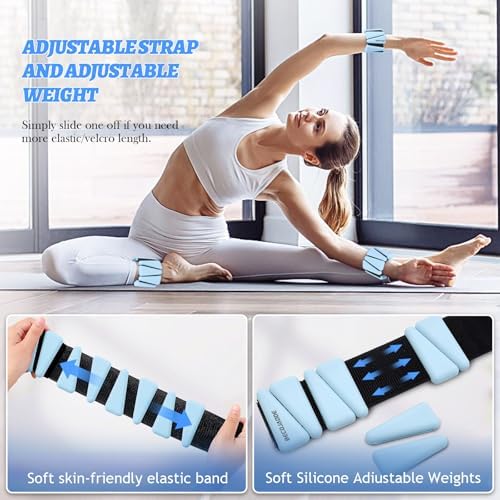 Wrist Ankle Weights Set of 2(1 lb/2 lbs Each) Adjustable Weights Training Intensity for Strength Training Walking Running Yoga Pilates Jogging for Women Men