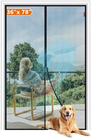 MAGZO Magnetic Screen Door Fit Door Size 36 x 78 Inch, Screen Size 38" x 79" Strong Magnets Door Mesh, Reinforced Fiberglass Net for Patio and Front Entrances, Gray