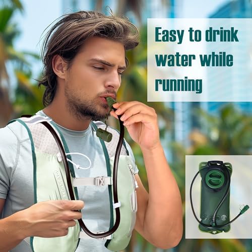 Lightweight Running Vest Hydration Backpack, Hydration Vest with 2L Water Bladders - Adjustable Chest Straps and Reflective Water Backpack Fit for Men Women Hiking Cycling Camping Festival Marathon
