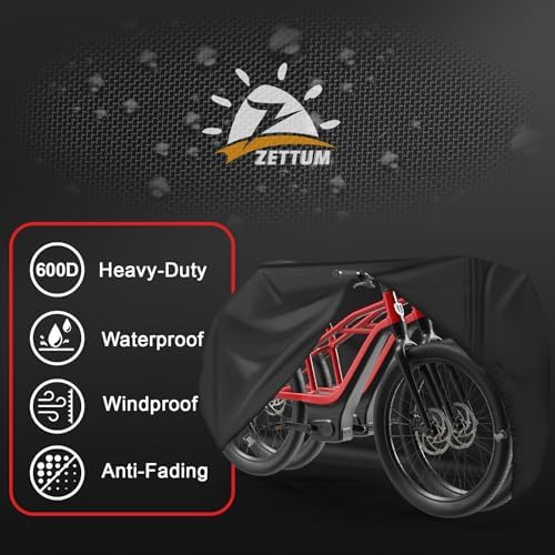 Bike Cover for 2 Bikes - 600D Bike Covers Outdoor Storage Waterproof & Heavy Duty, Bicycle Cover for 2 eBike, Mountain Bike, Road Bike, Hybrid Bike, Beach Cruiser Bike, Scooter and More