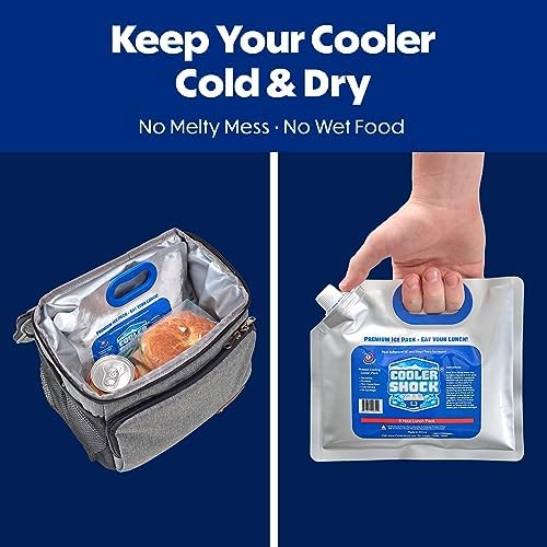 Cooler Shock Reusable Ice Packs for Cooler - Long Lasting Cold Freezer Packs for Coolers and Lunch Boxes - Cooler Ice Packs for Camping Gear, Fishing, Road Trips, Beach Must Haves