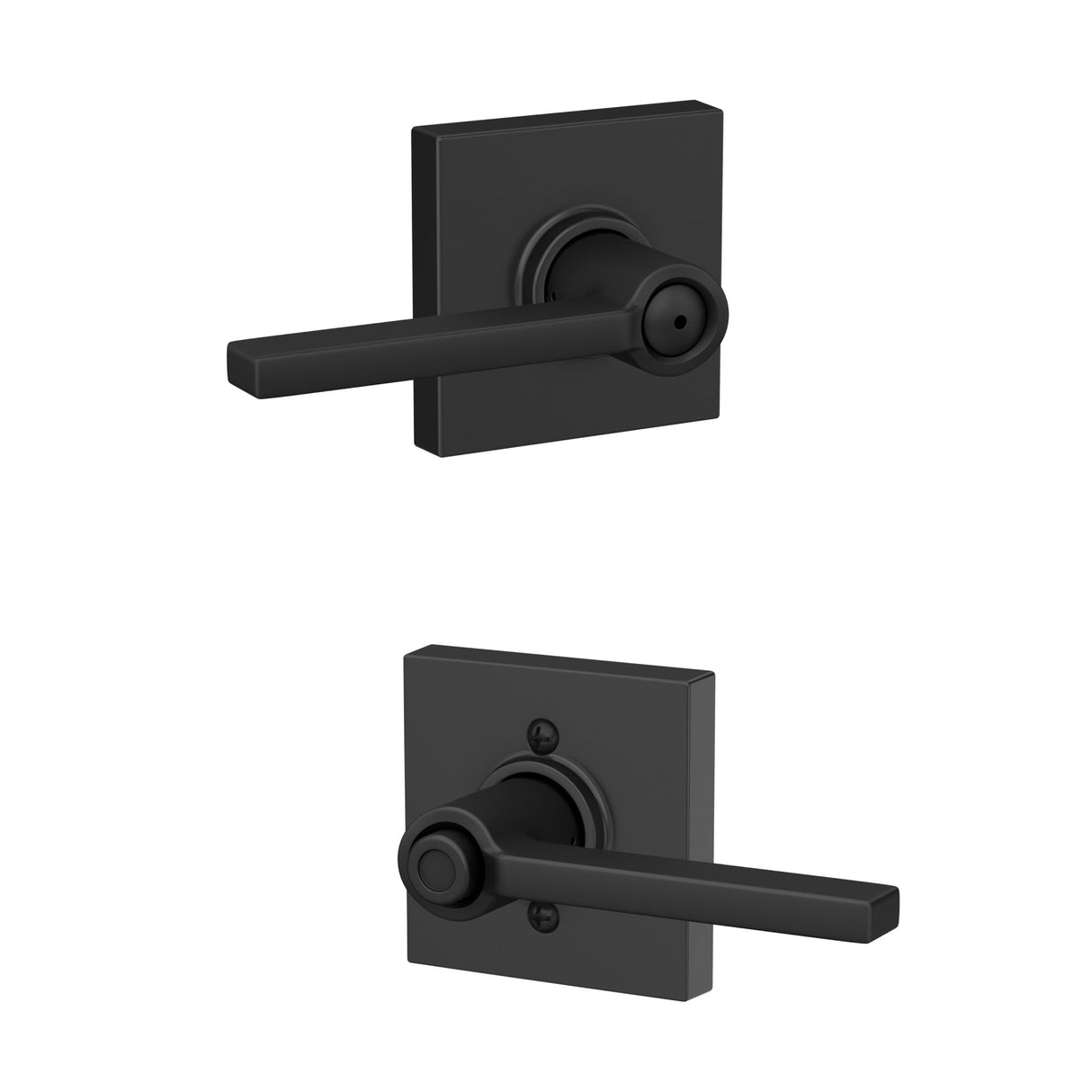 Schlage F40 LAT 622 COL Latitude Lever with Collins Trim Bed & Bath Privacy Door Lock, Matte Black