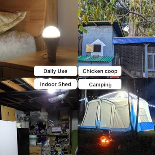 Dusk to Dawn Solar Light Bulbs for Indoor Home and Chieken Coop, Portable Solar LED Bulb Lights for Camping Tent Emergency, 2-Pack