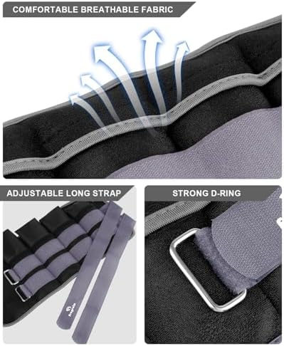 Fragraim Adjustable Ankle Weights 1-3/4/5/6/8/10/12/15/20 LBS Pair with Removable Weight for Jogging, Gymnastics, Aerobics, Physical Therapy