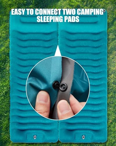 AKSOUL Sleeping Pad Ultra-Thick - Inflatable Sleep Mat, Lightweight & Compact 4.72 in Air Mattress with Pillow, Self-Inflating with Built-in Foot Pump for Traveling, Hiking, Camping (Blue)