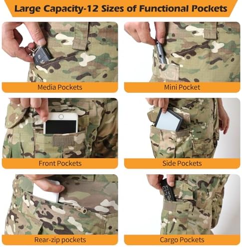 Men's Combat Pants with Knee Pads Tactical Outdoor Military Camouflage Paintball