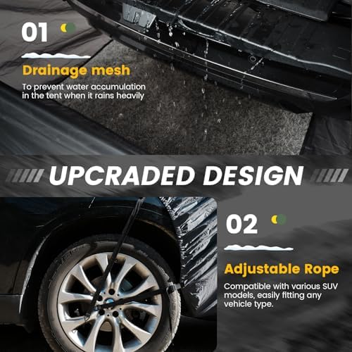 SUV Tent, 5-9 Person Rectangle Car Tent for Family, Waterproof & Windproof for Car Camping, Large Camping Tents with Storage Bag, SUV, Van, Jeep, Pickup 8FT L x 10.6FT W x 7.2FT H