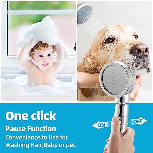 Marbrasse High Pressure Shower Head, Angle-Adjustable Water Saving Body Sprays… (Chrome, 2Pack)