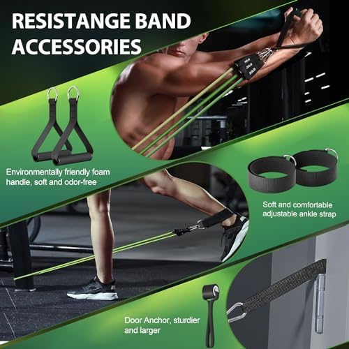 WHATAFIT Resistance Bands, Exercise Bands,Resistance Bands for Working Out, Work Out Bands with Handles for Men and Women Fitness, Strength Training Home Gym Equipment