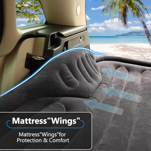 Self-Inflating SUV Air Mattress with Built in Electric Pump,car air Mattress with Pillow for Trunk,Portable car Mattress for Travle and Camping, Black