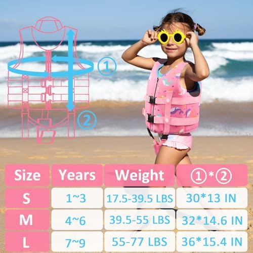 Pottwal Swim Vest for Kids - Swim Jacket for 1-2 Years (24-33LBS) - Buoyancy Aid Made of Neoprene & EPE - with Adjustable Crotch Strap