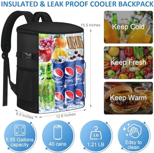 Cooler Backpack 33 Cans Backpack Coolers Insulated Leak Proof Soft Beach Cooler Bag for Men Women Ice Chest Backpack Camping Hiking Picnic Travel Cooler Lunch Backpack