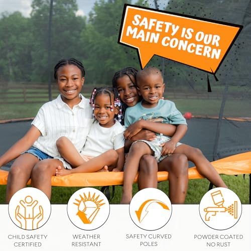 JUMPZYLLA Trampoline Outdoor 8FT 10FT 12FT 14FT 15FT 16FT with Enclosure and Ladder, ASTM Approved Recreational Trampoline for Kids and Adults, Anti-Rust Coated Frame