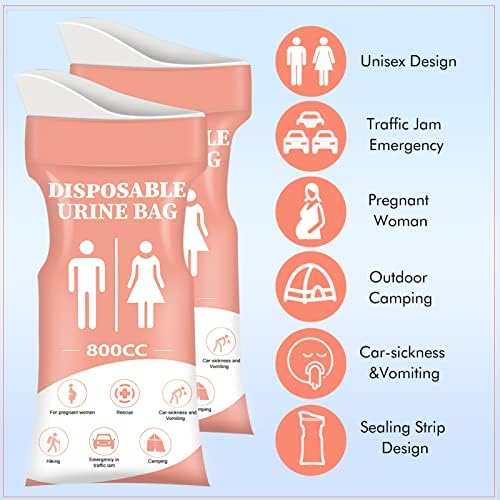DIBBATU Disposable Urine Bag, 12/24 PCS Pee Bags for Travel for Women/Men, 800ML Emergency Portable Urinal Bag and Vomit Bags, Unisex Urinal Bag for Camping, Traffic Jams, Pregnant, Patient, Kids