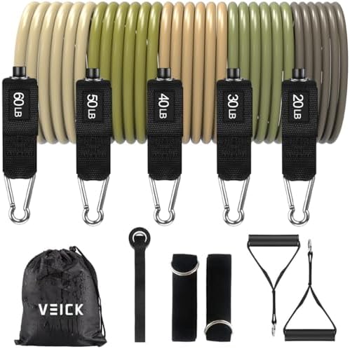 VEICK Resistance Bands, Exercise Bands, Workout Bands Set for Working Out with Handles for Men Women, Elastic Exercising Bands for Fitness Weights Work Out at Home Gym