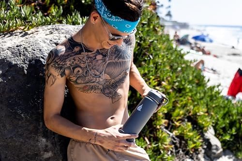 HYDRO CELL Stainless Steel Insulated Water Bottle with Straw - For Cold & Hot Drinks - Metal Vacuum Flask with Screw Cap and Modern Leakproof Sport Thermos for Adults (Graphite 24oz)