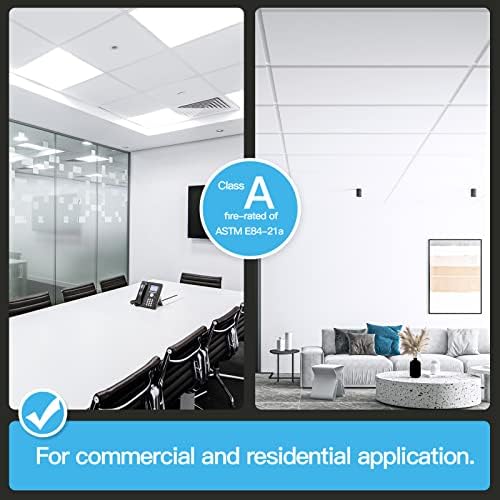 Art3d 10-Pack Smooth Drop Ceiling Tile 2ft x 4ft - Fire-Rated, Waterproof, Reusable - Premium PVC, No Sag and Breakage - Cover 80 Sq. Ft, White