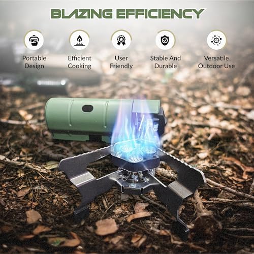 17,700 BTU Foldable Butane Camping Stove – 5,200W Portable Gas Burner with Carrying Bag for Outdoor Cooking, Backpacking & Emergency Use