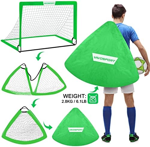 Kids Soccer Goals for Backyard Set - 2 of 4' x 3' Portable Soccer Goal Training Equipment, Pop Up Toddler Soccer Net with Soccer Ball, Soccer Set for Kids and Youth Games, Sports