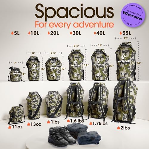 Earth Pak Waterproof Dry Bag - Roll Top Waterproof Backpack Sack Keeps Gear Dry for Kayak with Waterproof Phone Case