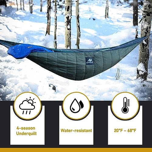 AYAMAYA Single & Double Hammock Underquilt Full Length Big Size Under Quilts for Hammocks, Camping Backpacking Essential, Winter Cold Weather Warm UQ Blanket Bottom Insulation