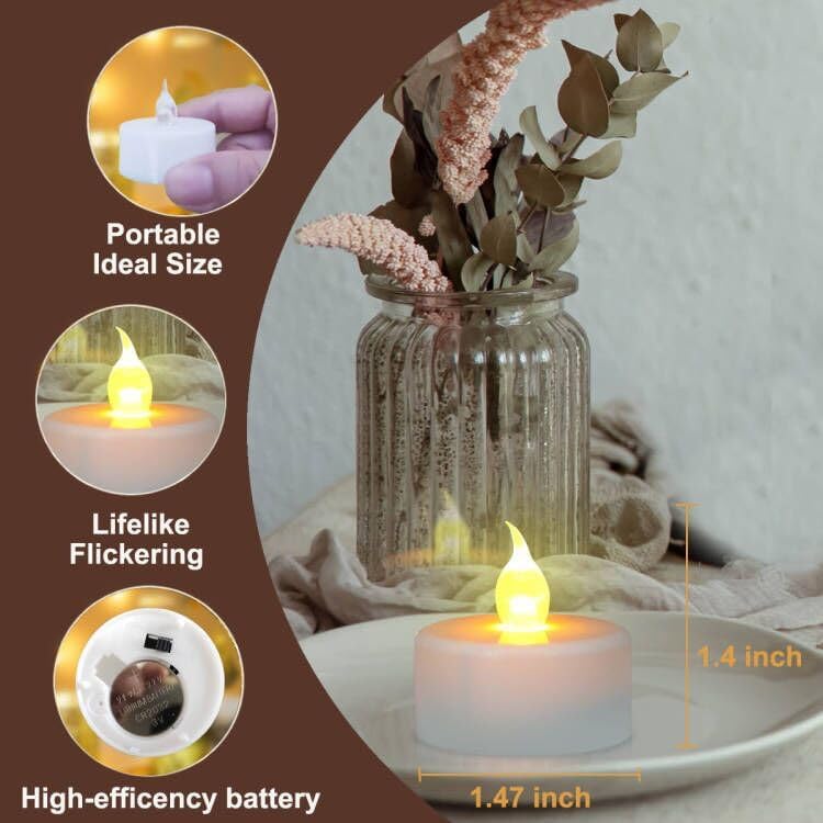 Remote flameless led Tea Light Candles with Timer,Realistic Flickering tealight Candles with Remote,Safe Decorative Lighting for Christmas,Wedding,Home Decor (Warm Yellow 24 Pack)