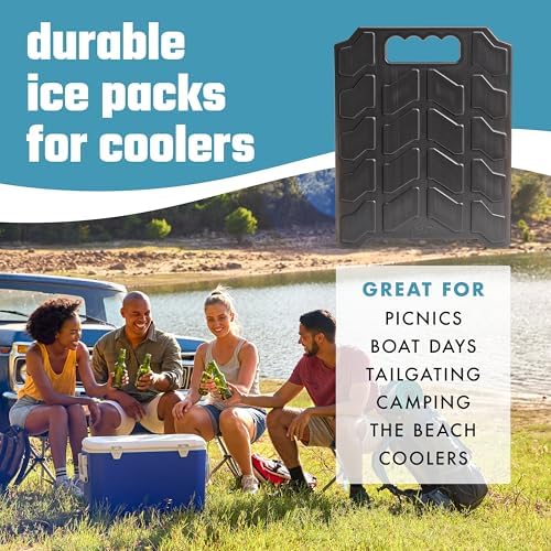 Cool Coolers by Fit & Fresh XL Slim Cooler Ice Blocks, Reusable & Long Lasting XL Ice Packs for Coolers, Slim XL Ice Packs for Cooler Bags, Space Saving, Quick Freeze, 10"x 13", Black, 3PK