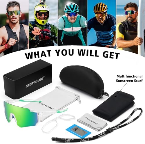 STORYCOAST Polarized Sports Sunglasses for Men Women,Driving Fishing Cycling Mountain Bike Sunglasses UV400 Protection