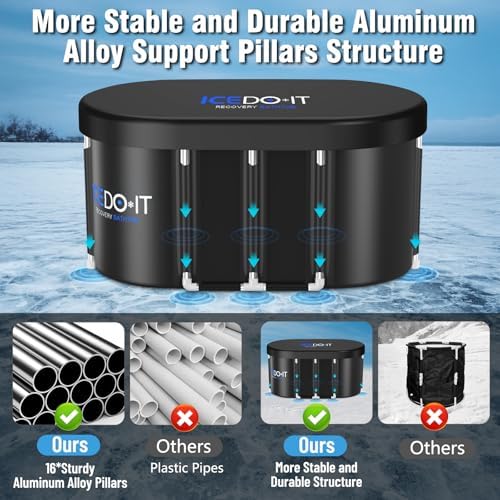 Upgrade 129 Gal XL Large Oval Ice Bath Tub for Athletes, Collapsible Cold Plunge Tub-Multiple Layered for Post-Exercise Recovery, Portable Bathtub for Home, Gyms, Indoor, Outdoor use