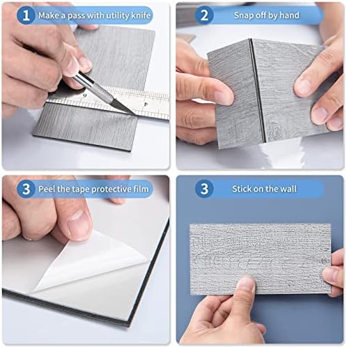 Art3d 102-Piece Peel and Stick Tile Backsplash for Kitchen Bathroom, 3in. x 6in. Stick on Subway Tile Distressed Wood Plank