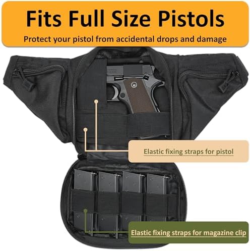 Concealed Carry Fanny Pack, Quick-Release Metal-Buckle Tactical Fanny Pisto Pack for Men, Military Molle Pistol Waist Bag