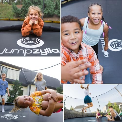 JUMPZYLLA Trampoline Outdoor 8FT 10FT 12FT 14FT 15FT 16FT with Enclosure and Ladder, ASTM Approved Recreational Trampoline for Kids and Adults, Anti-Rust Coated Frame