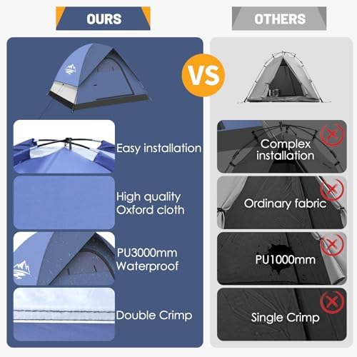Tents for Camping,3-4 Person Camping Tent,Waterproof and Windproof Tent, Easy to Set up Outdoor Dome Tent for Outdoor Activities, Adventure, Festivals, Backyard,Hiking.