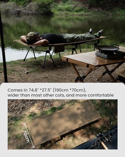 OneTigris SUPRANUBIS Camping Cot, Height Adjustable with Cot Leg Extenders, Strong Support 330lbs, Lightweight Comfortable Folding Bed for Camping, Hiking, Travel, Truck, Beach, Office Nap