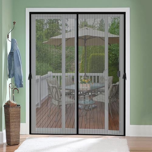 Magnetic Screen Door for 48 x 96 Inch French Door, Screen Itself Size: 50" x 97", Glass Sliding Door Heavy Duty Screen Door Mesh Curtain Keeps Bugs Out for Patio, Sliding Or Large Door