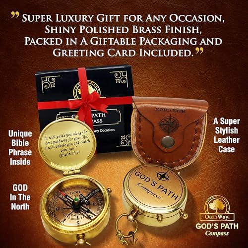 God's Path Compass – Communion & Confirmation Gift for Teenage Boys | Baptism Religious Gifts for Men, Christian, Catholic, Graduation | Sentimental & Inspirational Present – Greeting Card Included